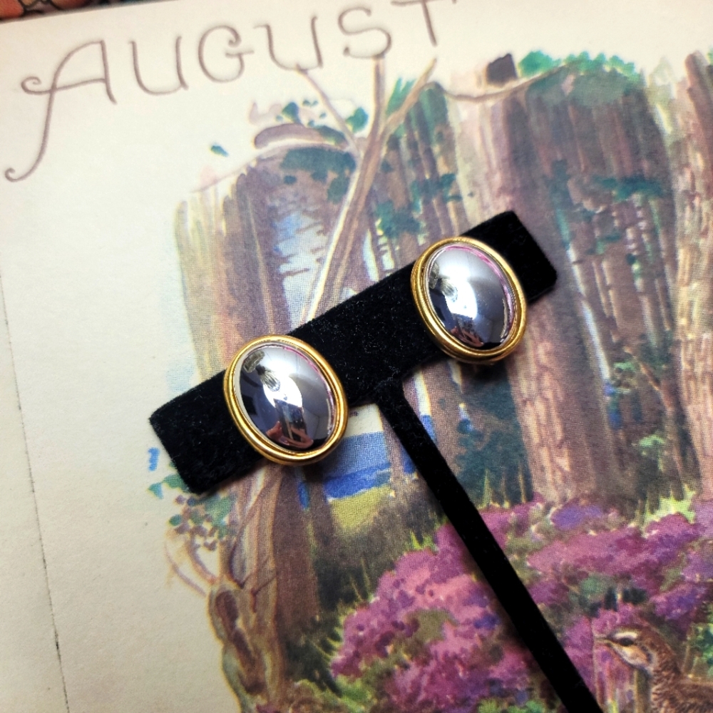 Vintage clip on Silver and Gold Earrings